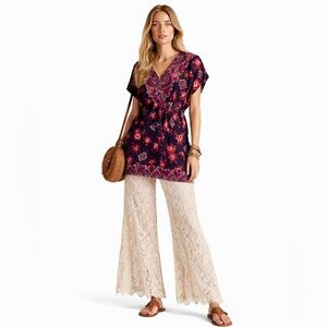 NY Collection blouse bohemian, festival, Moroccan, vibrant, tunic, colorful SZ S